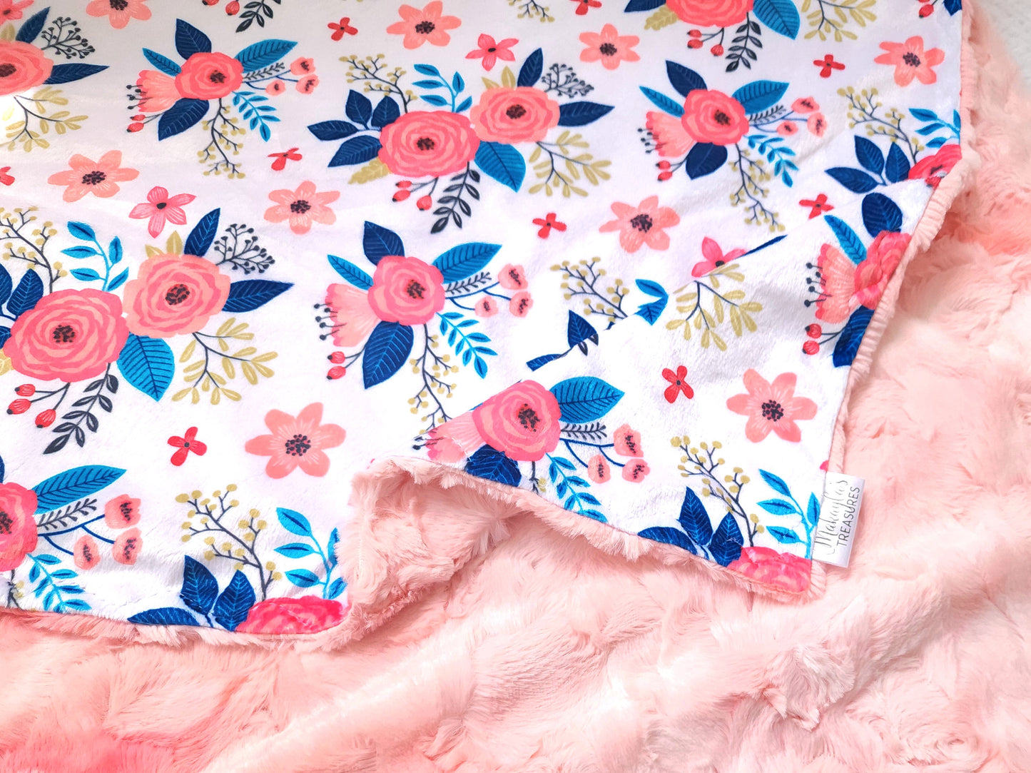 RTS Blue & Coral Floral, Coral Blossom Galaxy - 30x35"
