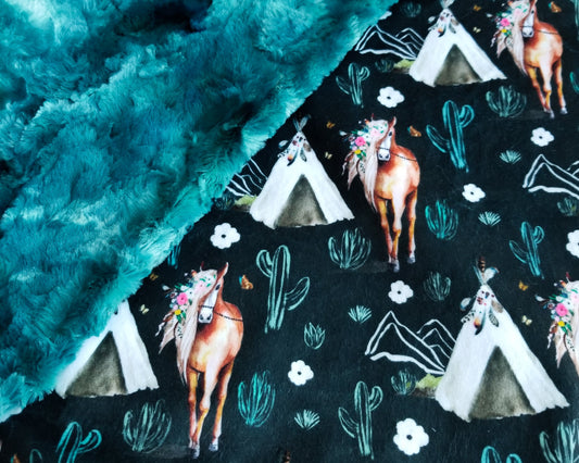 RTS Horses and Wildflowers on Black, Mallard Galaxy - 19x28"