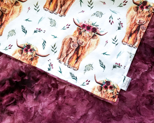 Highland Cows on White, Merlot Galaxy
