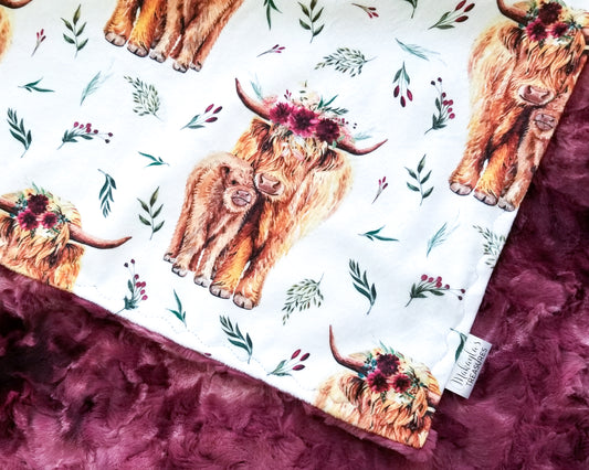 Highland Cows on White, Merlot Galaxy