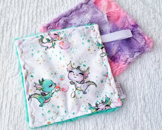 RTS Dragon Friends on Purple Pacifier Lovey