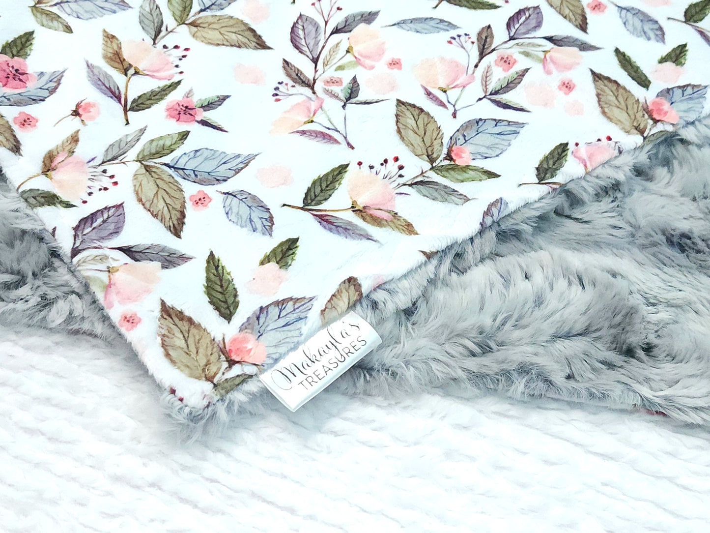 RTS Dusty Rose Floral, Silver Lining Wild Rabbit - Security Blanket