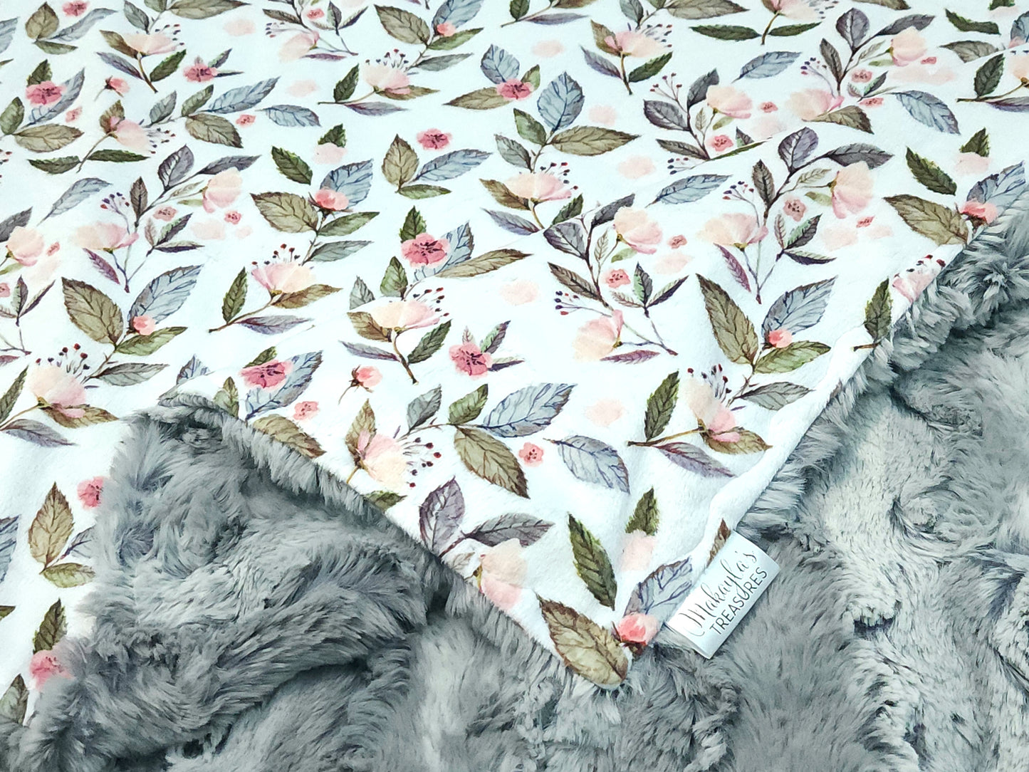 RTS Dusty Rose Floral, Silver Lining Wild Rabbit - Security Blanket