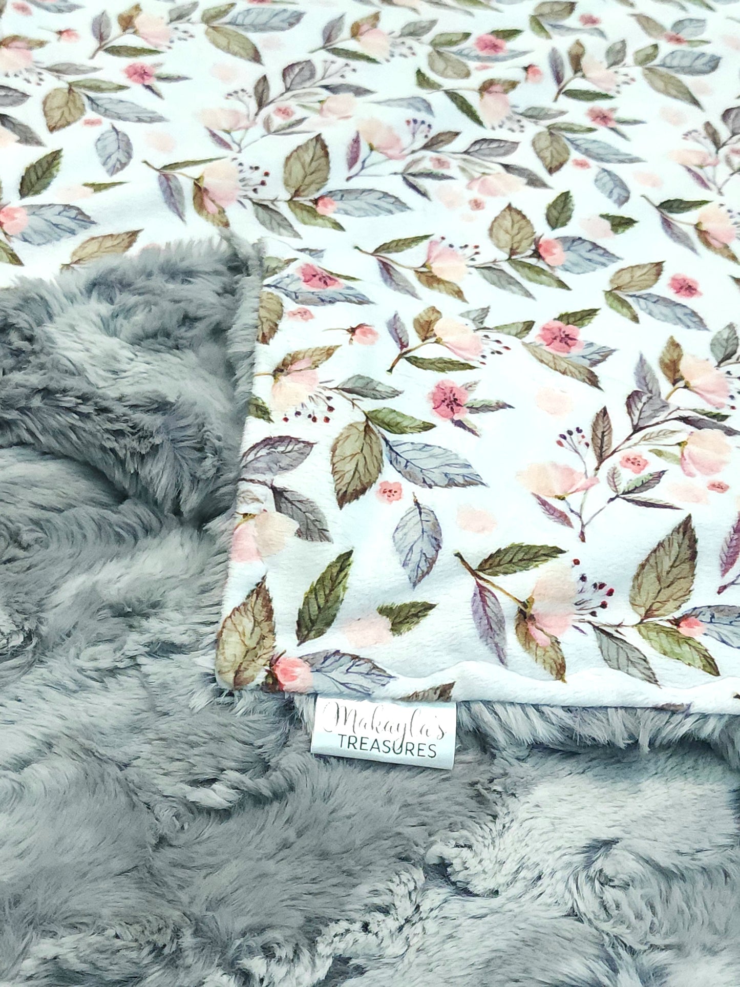 RTS Dusty Rose Floral, Silver Lining Wild Rabbit - Security Blanket