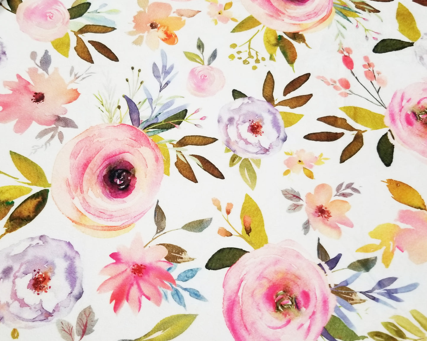 Coral & Iris Watercolor Floral, Cappuccino Fawn